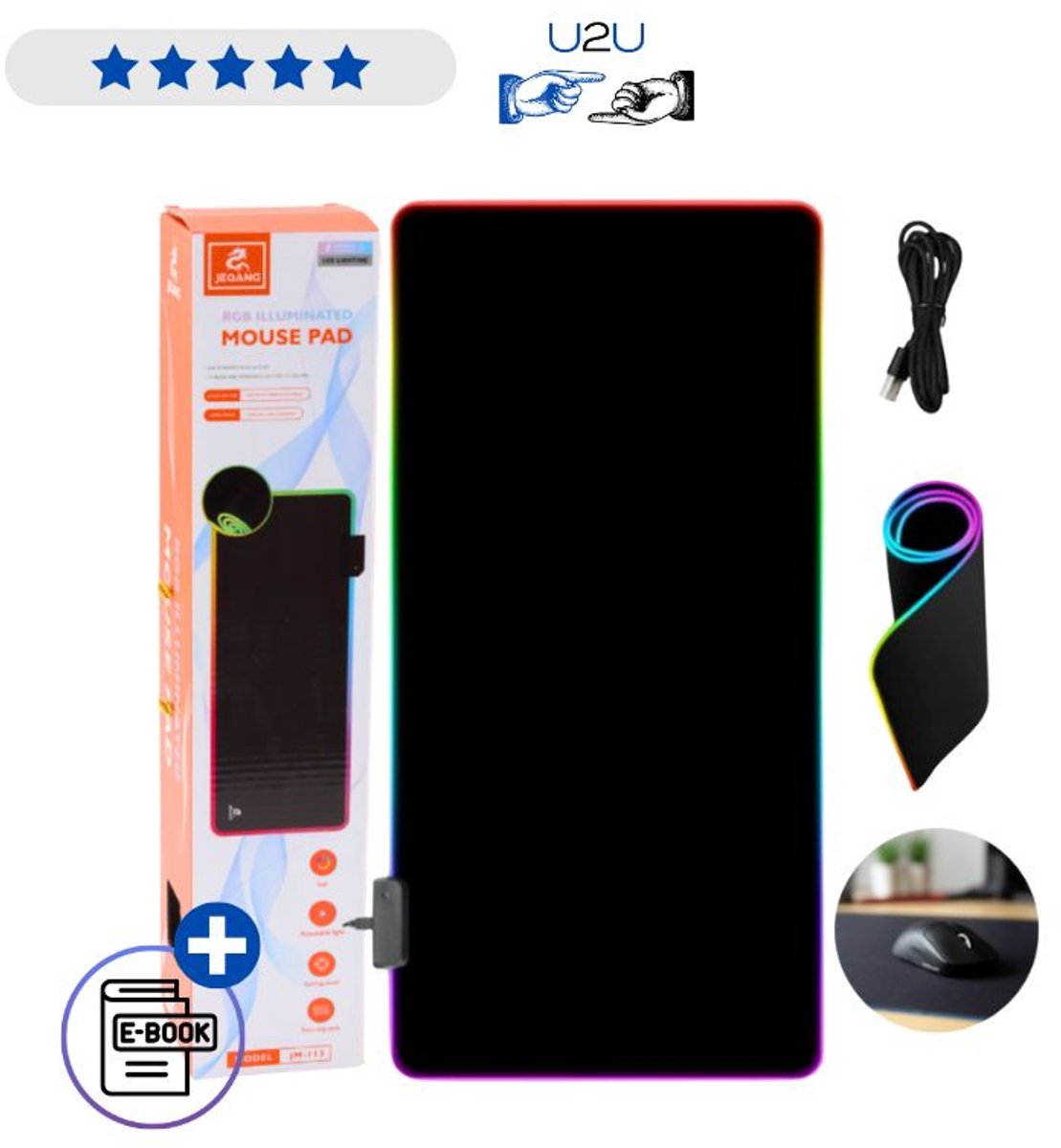 Gaming Muismat XXL met RGB LED Verlichting 30x80 cm Groot Bureau Onderlegger voor Toetsenbord en Muis Anti Slip Waterafstotend 13 Lichtmodi Memory Functie 4 mm Dik Comfortabele Game Mat voor PC en Laptop Setup Met Ebook