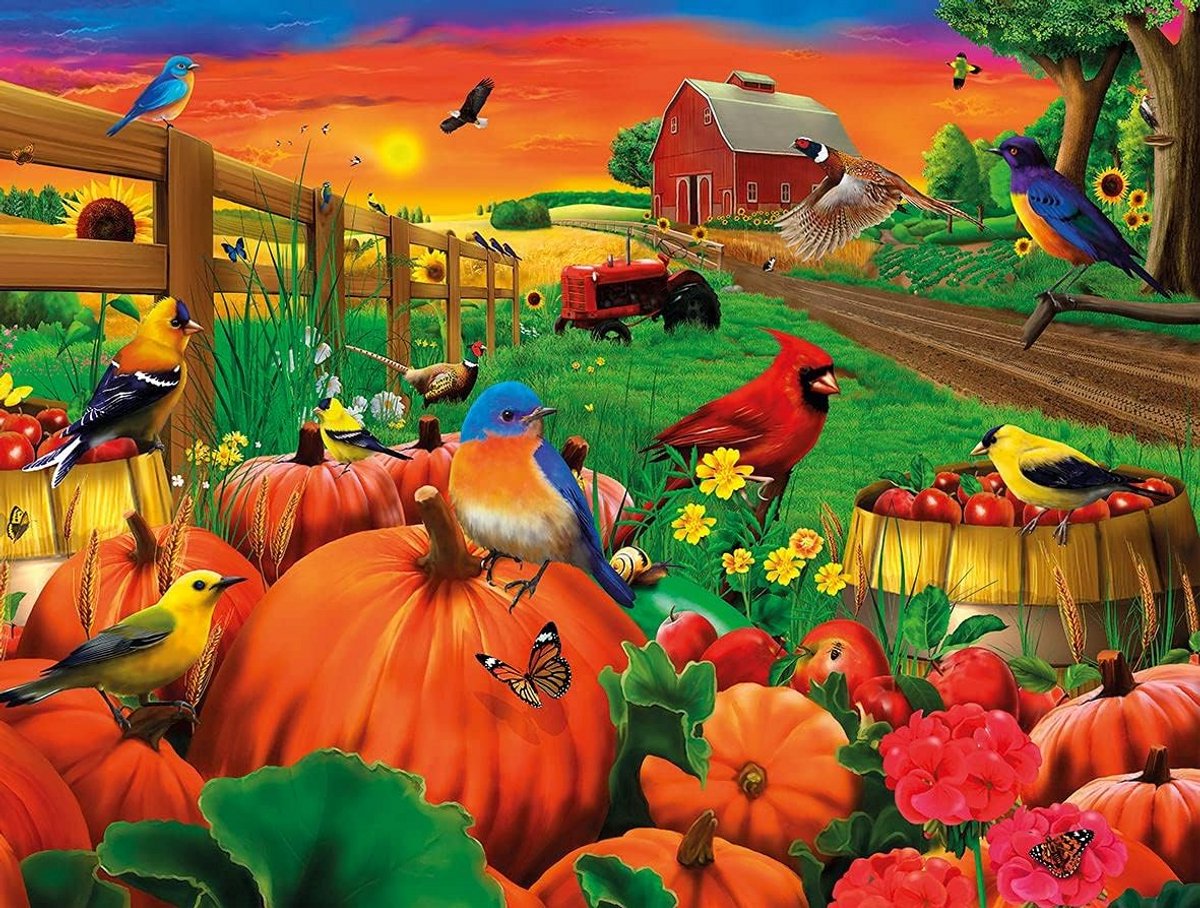 Herfst Puzzel 500 Stukken Pompoen Boerderij Scene