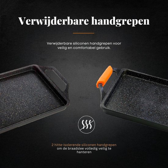 SNJY® Grillplaat Inductie - Bakplaat Inductie - Grill Apparaat - Aluminium Pan - 37 x 25 cm - Zwart — afbeelding 3