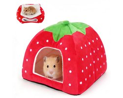 Dierenverblijf - Huisdier huis - Warmte bieden - Zachte voering - Maat L - Rood