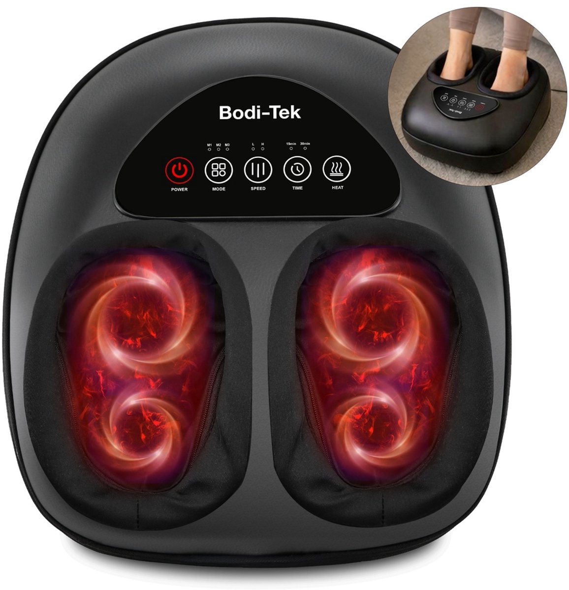 Bodi-Tek BT-FMMT 3-in-1 voetmassage apparaat - Infrarood Warmte - Shiatsu en Compressie Massage - Bloedsomloop Voet en Been - Wasbare voering
