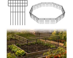 Aufun Decoratieve metalen tuinafrastering - 10 pcs, 42×32 cm - Haaks patroon - Insteekbare afrastering zonder greppel - Verplaatsbare dierenafrastering - Voor honden, konijnen, bloemperken, tuinen, terrassen, campings en vijvers.