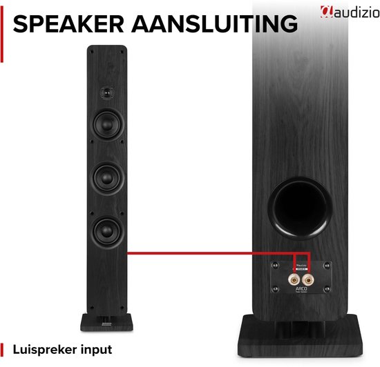 Audizio Arco passieve HiFi speaker - Vloerstaande speaker met 3x 4 inch woofers - 160W - Zwart — afbeelding 4