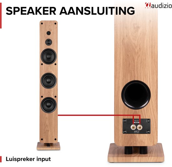 Audizio Arco passieve HiFi speaker - Vloerstaande speaker met 3x 4 inch woofers - 160W - Houtlook — afbeelding 4