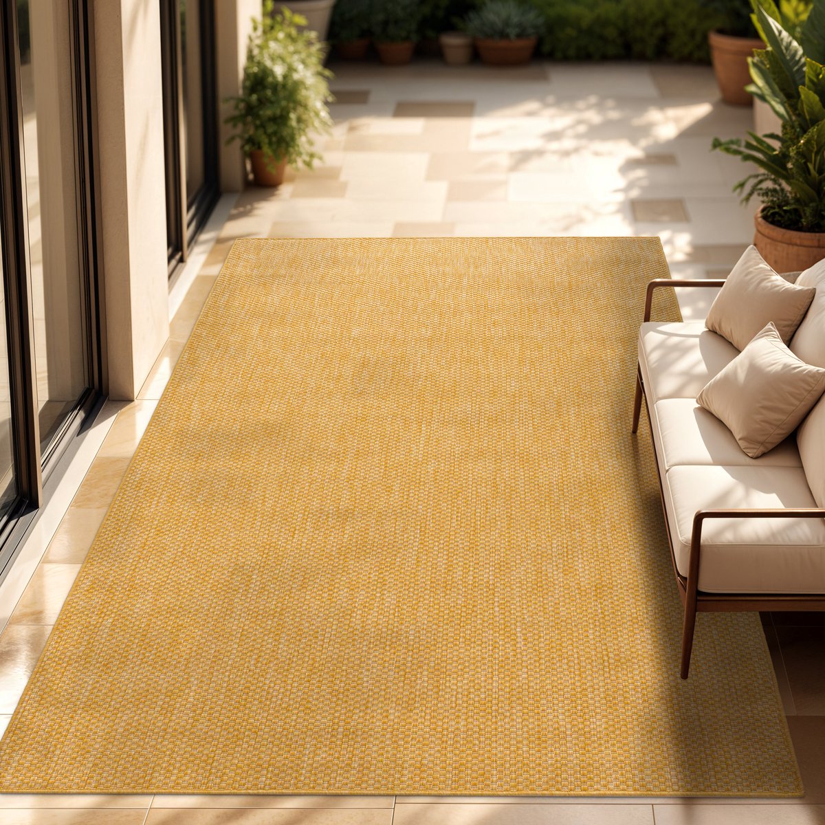 Paco Home In-& Outdoor Balkon Terras Keukenvloerkleed Eenkleurig Gemêleerd Patroon 240x340 cm