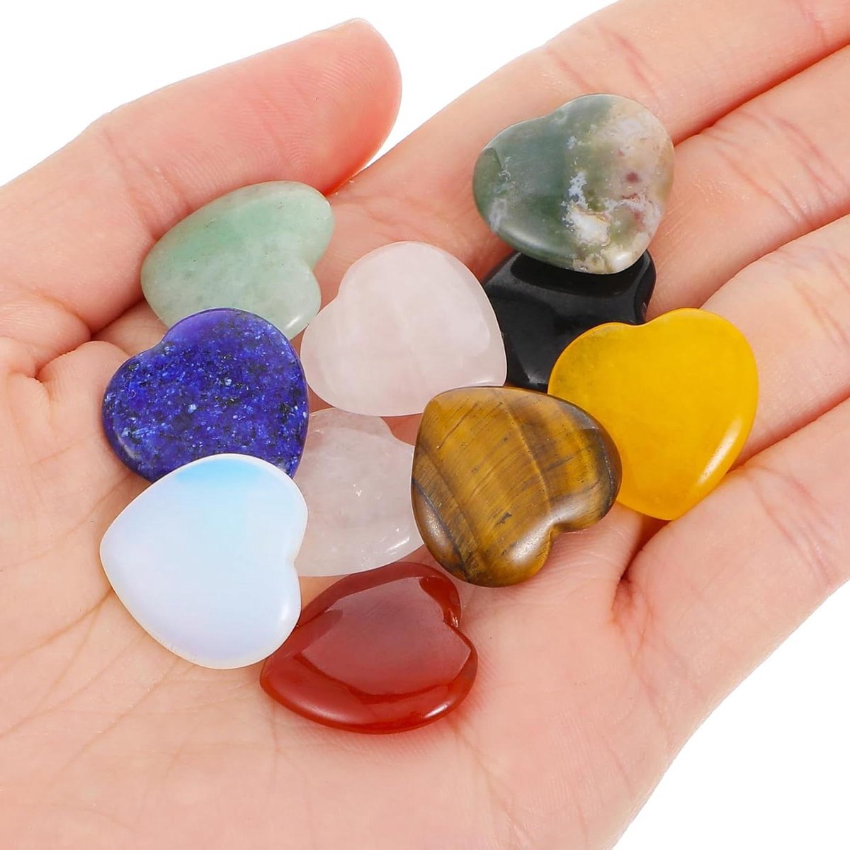 10 stuks hartvormige helende stenen voor yoga en meditatie, natuurlijke edelstenen met liefdevolle energie, mini-chakra-steneniser.