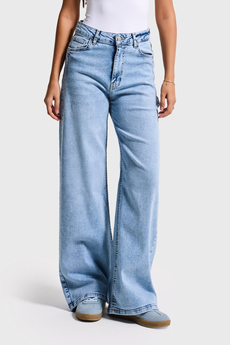 It's Basic - WIDE HIGH RISE JEANS - SKY