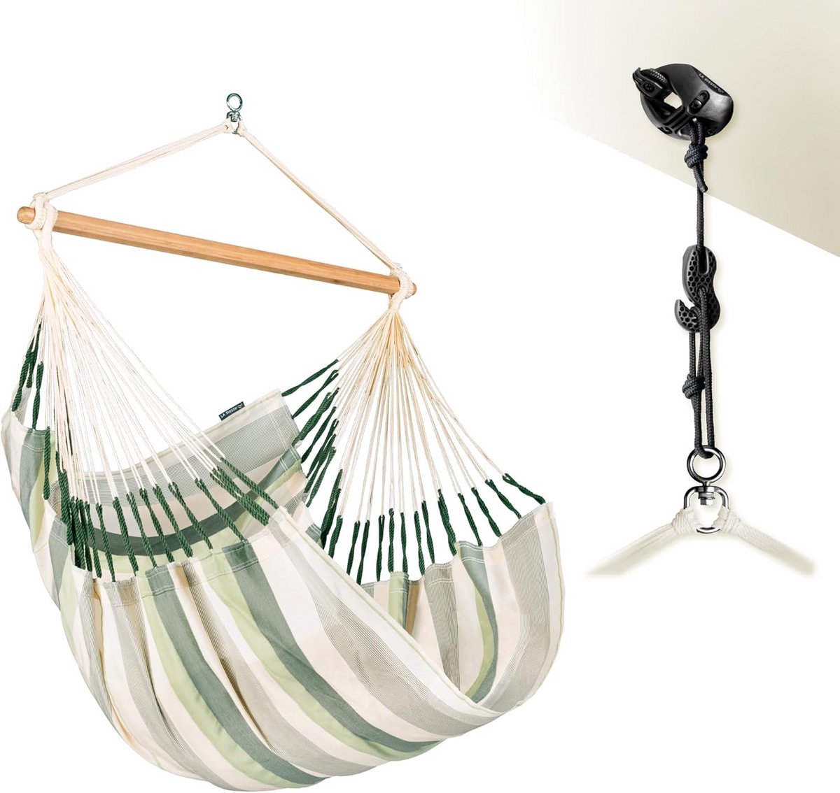 Comfortabele Draaibare Hangstoel Comfort Size - Weerbestendig en Met Bamboe Hout