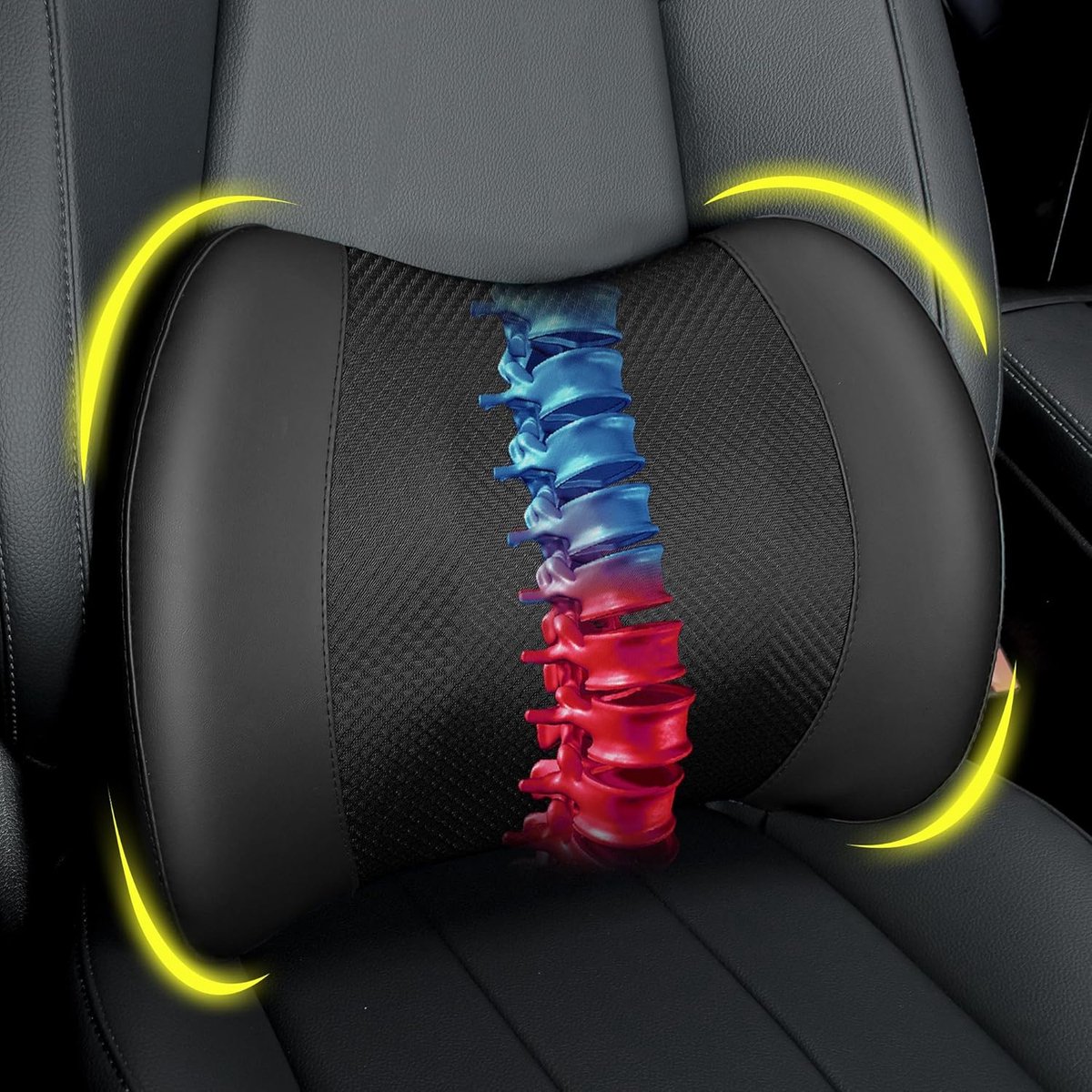 Memory Foam Lendensteunkussen, lendensteun voor in de auto, ergonomisch kussen voor bureaustoel, wasbaar, voor thuis, auto, kantoor, grijs