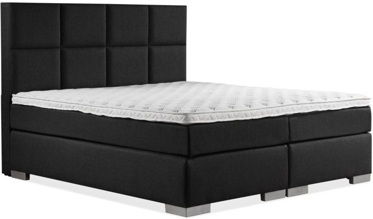 Boxspring Zen - 120x200 - Incl. 8-vaks hoofdbord - Gitzwart lederlook