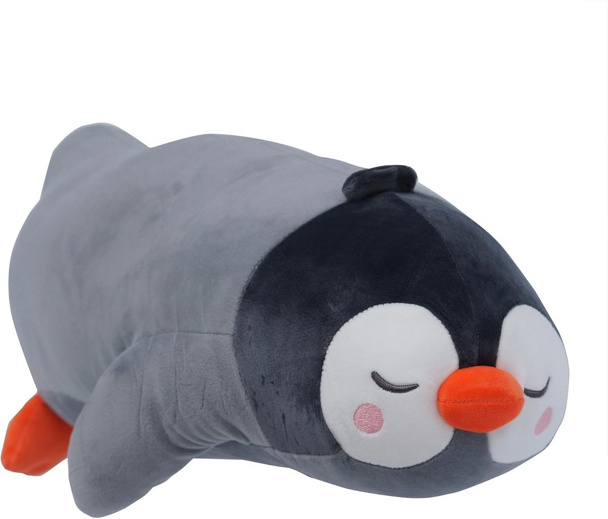 Zijslaapkussen en Voedingskussen Pinguïn - Zacht Knuffelkussen voor Kinderen en Volwassenen - Grijs Decoratie Kussen 50 cm
