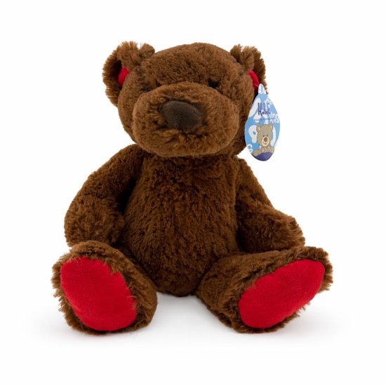 Knuffelbeer Bruin met Rode Accenten – Zachte Teddybeer – 35 cm – Pluche Knuffel - Valentijn Cadeau