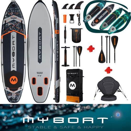 MyBoat Bass Hunter XL SUP Touring Set - 350cm - 168kg - Grijs