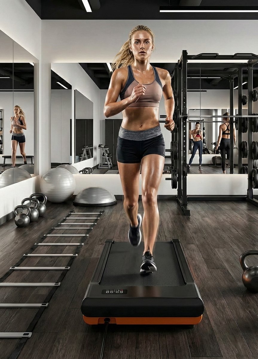 Treadmill RacePro 6% Helling – Loopband voor Thuis met 2,5 PK, App, Afstandsbediening, Bureau-Loopband, Max. 136 kg, Breed Loopvlak 40x90 cm, Multi-Runner Races & Trainingscursussen Designbest