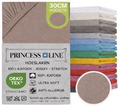Princess Line- Comfortabel Ultra-Soft-Hoeslaken -100% katoen-Jersey -Stretch -Strijkvrij- Rondom elastiek-Hoekhoogte tot 30cm-Eenpersoons -90x200 cm-Taupe