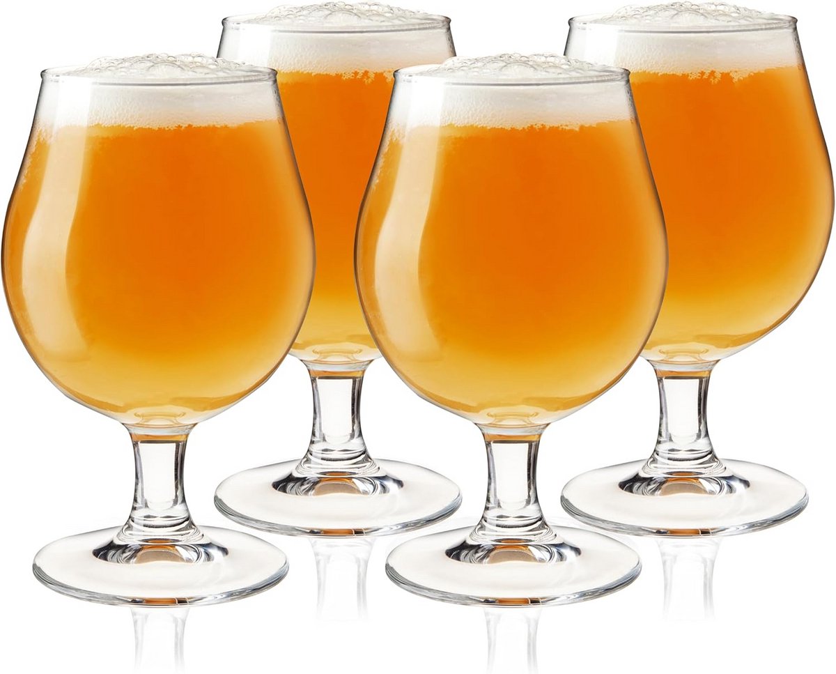Set van 4 Klassieke Bierglazen Tulp, Ideaal voor Speciaalbier en IPA's, 450 ml