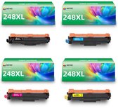 INKFIND TN248XL tonercartridge multipack van 4 stuks (Zwart+Cyaan+Magenta+Geel) compatibel met Brother TN248XLBK TN248XLC TN248XLM TN248XLY TN-248XLBK TN-248XLC TN-248XLM TN-248XLY (Zwart+Cyaan+Magenta+Geel) toner cartridge -4-pack BK/C/M/Y