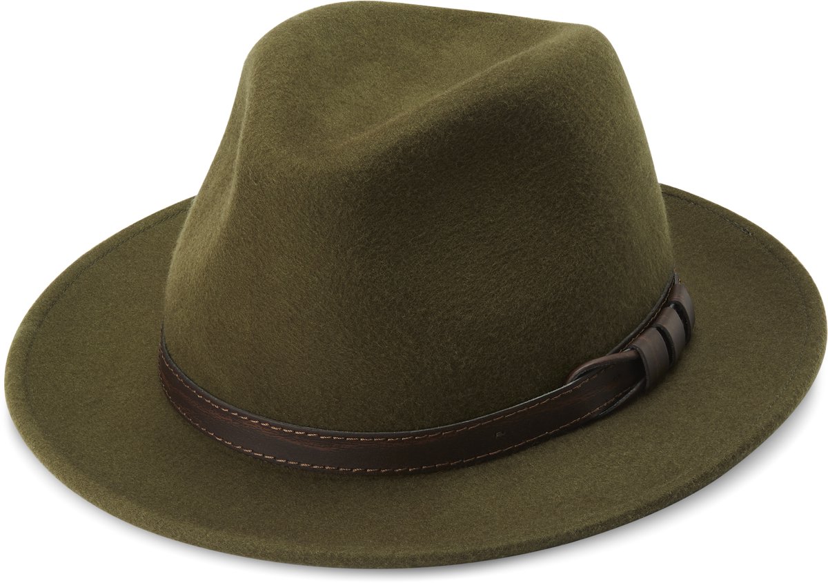 Flavio Groene Moda Fedora met Platte Rand