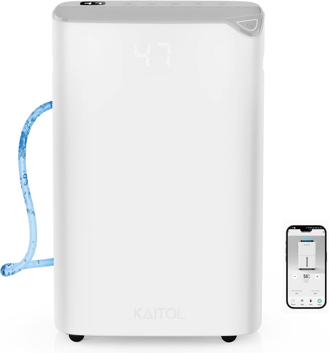 Krachtige Luchtontvochtiger 25L/24u voor Ruimtes tot 240 m³ | Met Timer, Luchtreiniging en Digitale Display