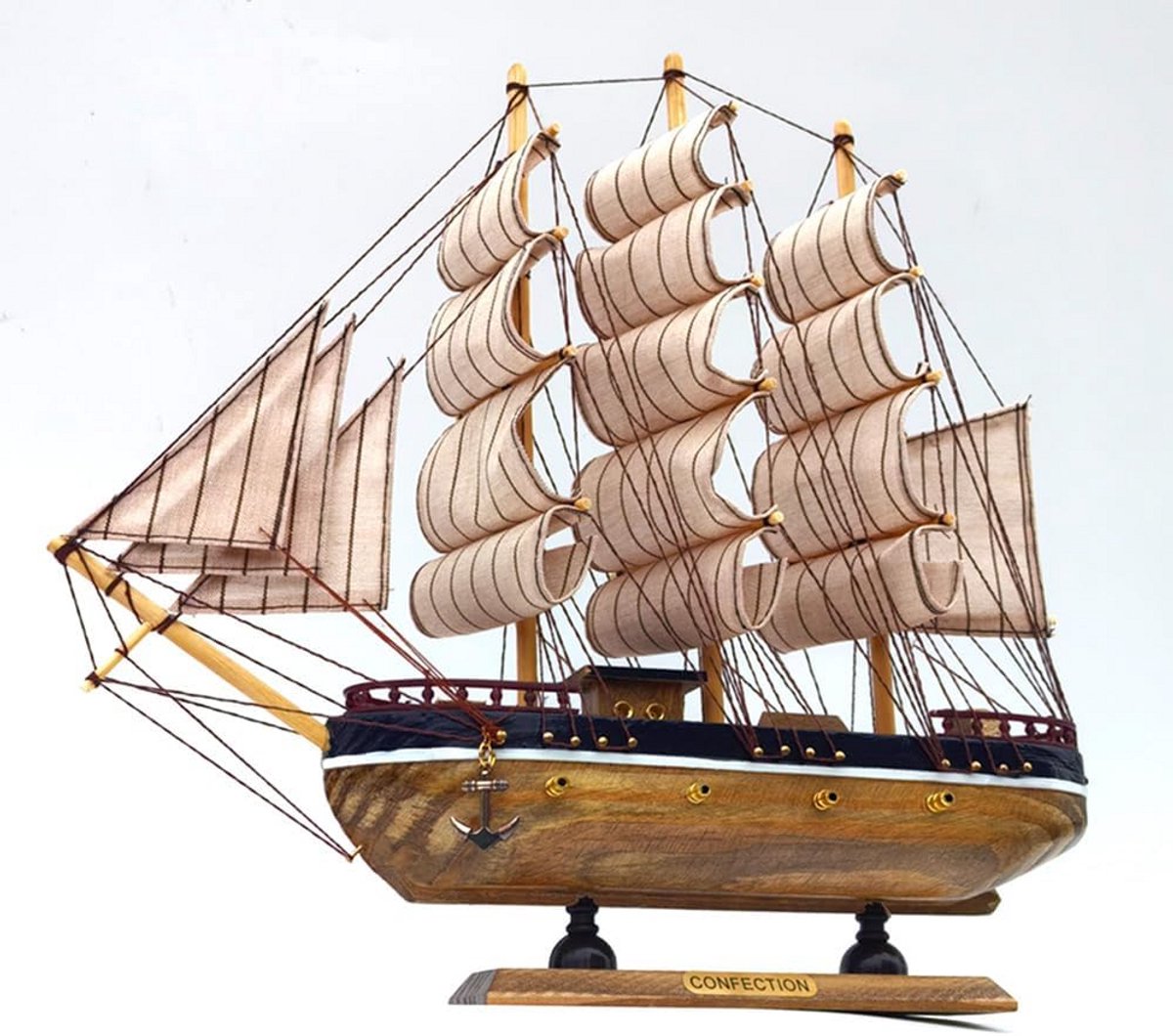 Houten Zeilboot Model Mediterrane Decoratie voor Woonkamer of Kantoor