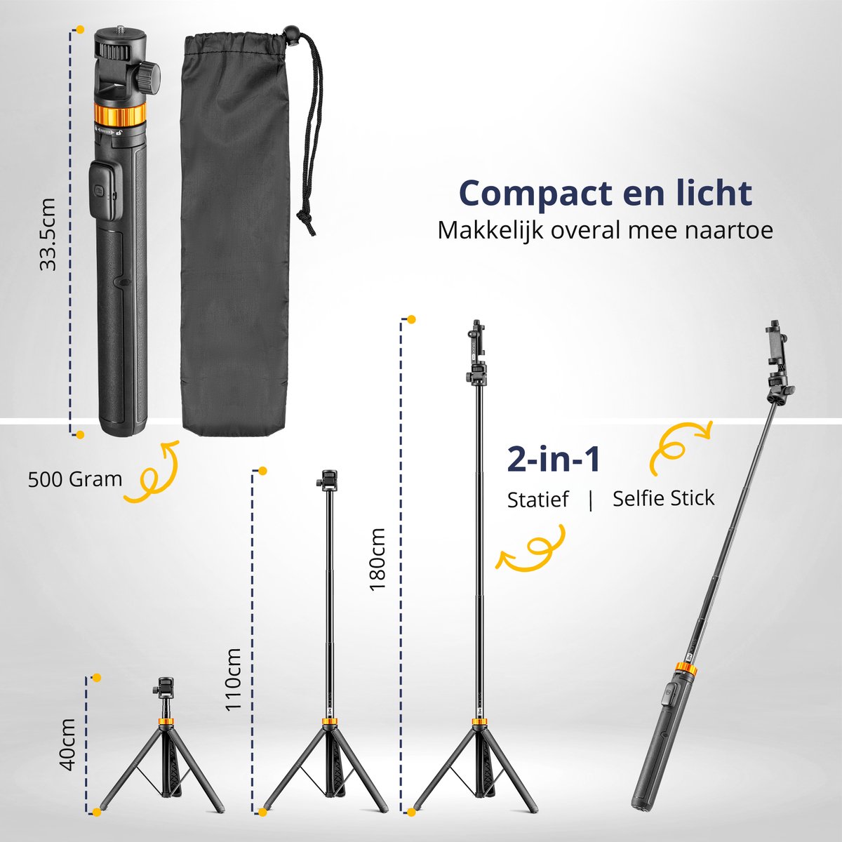Studio ME - 180cm Telefoonstatief & Selfiestick thumbnail 2