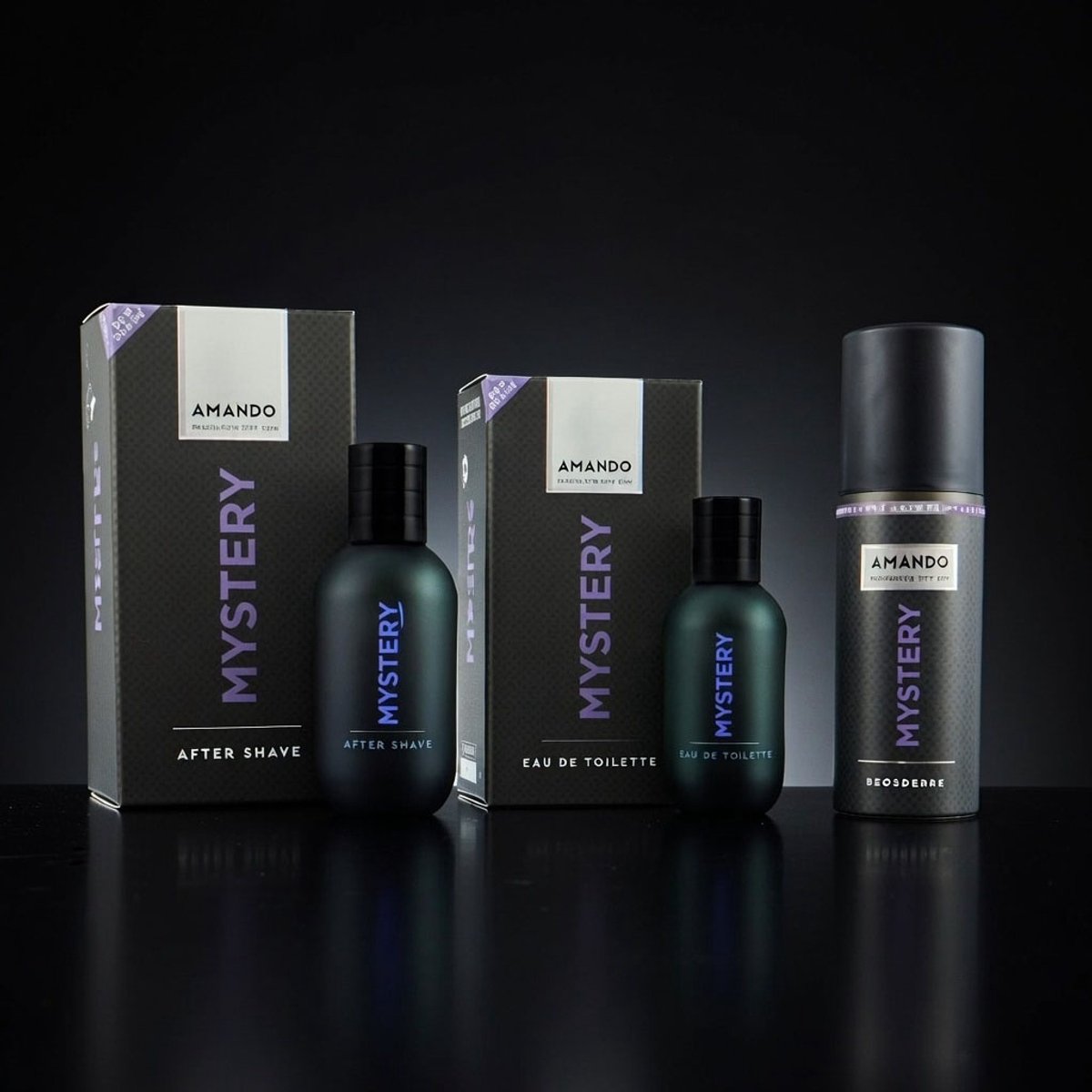 Amando set MYSTERY : Aftershave 100ml , EdT 50ML en Deodorant 150ml – foto 2
