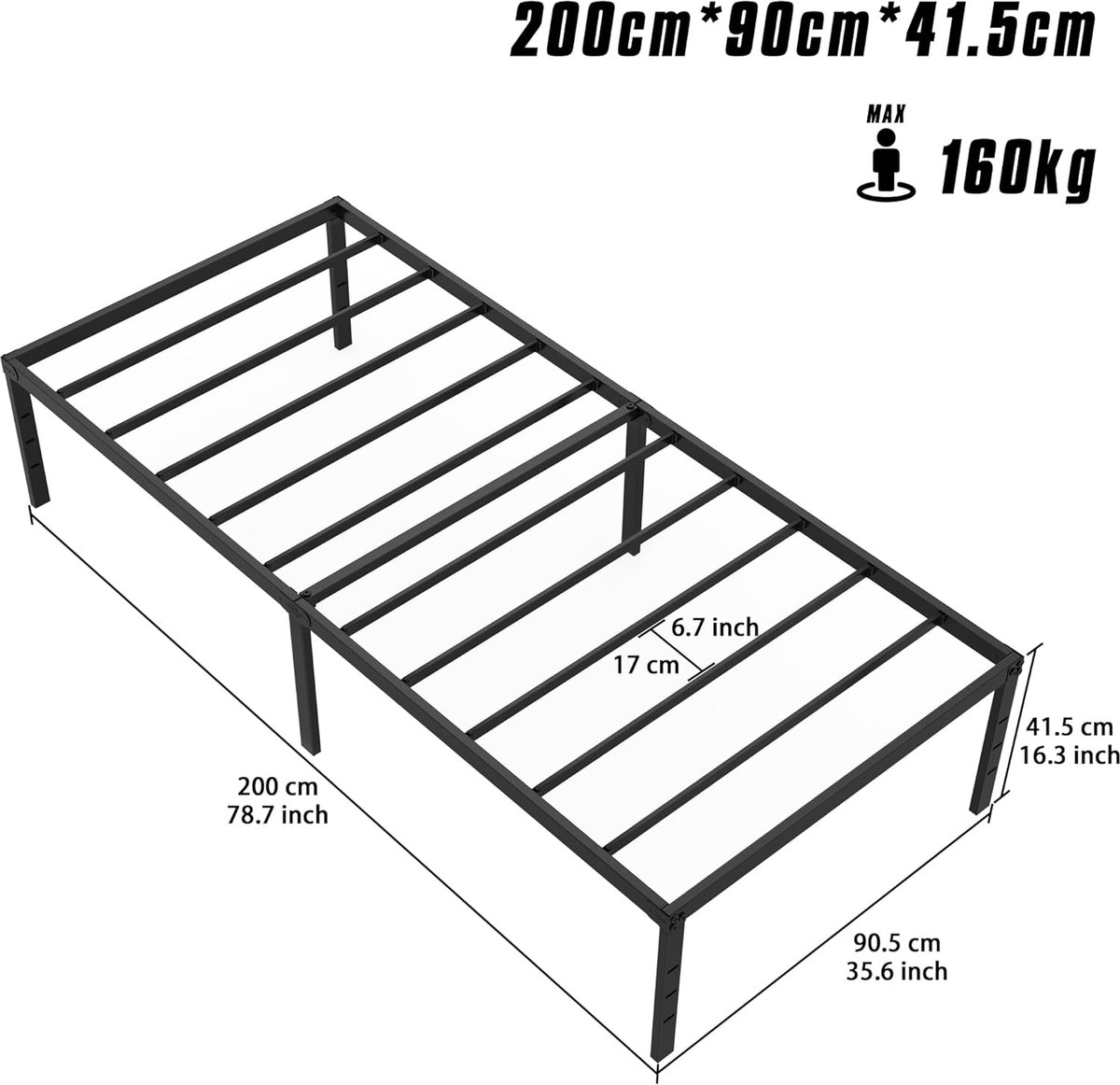 Eenpersoons Eenpersoons Bedframe 90x200 cm Jeugdbed - afbeelding 5