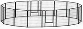 16-Delige Hondenboxset met Deuren en Grondankers, Buitenomheining, Hondenhek, Puppyren, Opvouwbare Dierenbox, Weerbestendig Puppyhek, Draagbare Puppybox voor in de Tuin, Kamperen NAIZY