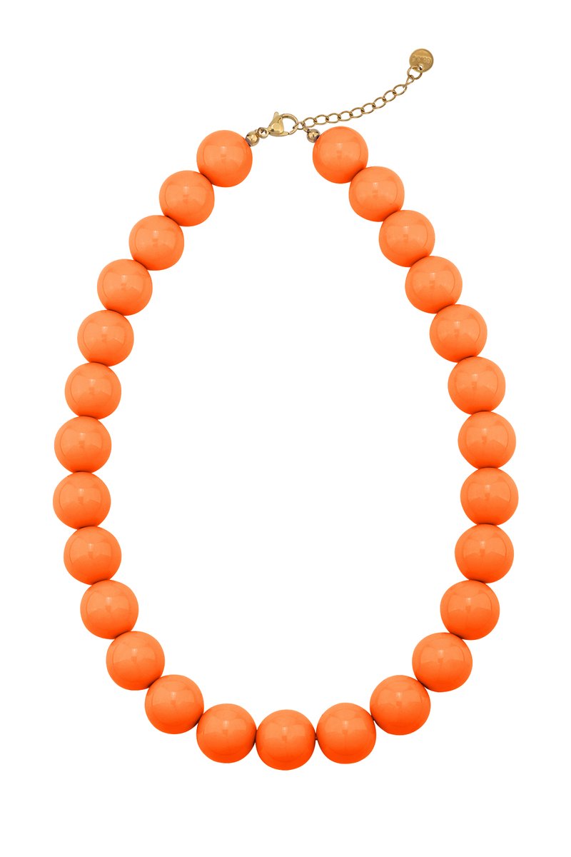 Kralen ketting dames - Yehwang - 42 + 7 cm - Ketting met kralen - Kralen ketting - oranje - Dames ketting - koningsdag - kingsday - Oranje ketting - Ketting voor dames - oranje - orange - willem alexander - feest - Yehwang - Festival