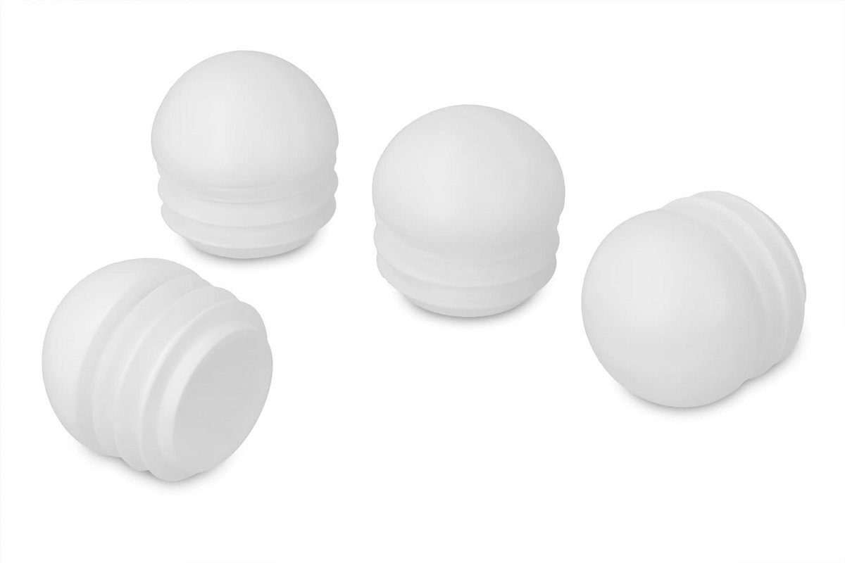 4x Witte Lamellenstoppen met Kogelkop voor Ronde Buizen - Meubelpoten & Stoelframes (22,8-25,0 mm)
