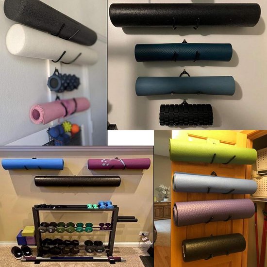 Verstelbare Muurbeugel voor Yogamatten en Foam Rollers - Ruimtebesparende Opslag — afbeelding 4