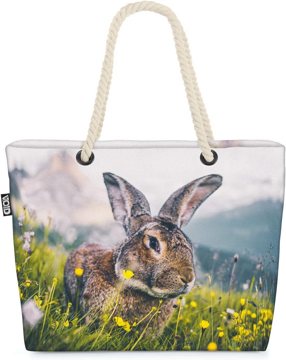 Grote en Stevige Strandtas met Berglandschap Print - 58x38x16cm