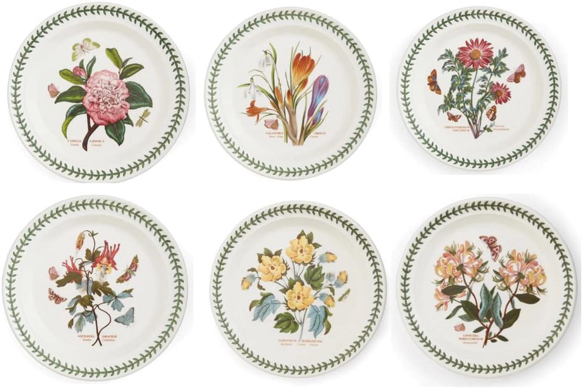 Set van 6 Dinerborden 26 cm - Botanisch Bloemdessin Serviesgoed