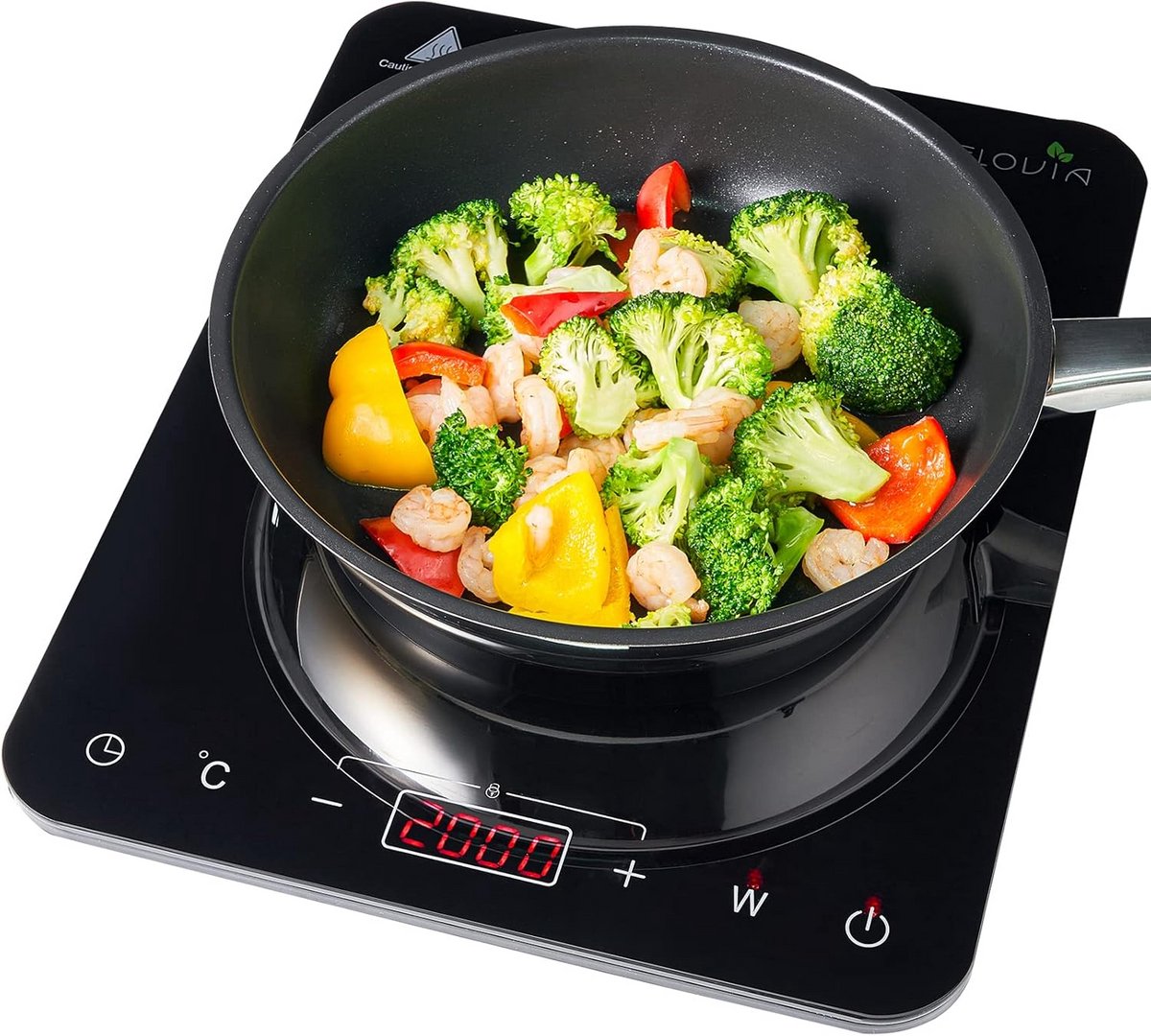 Draagbare Inductiekookplaat 2000W - Met Timer en Touch Control - Glas