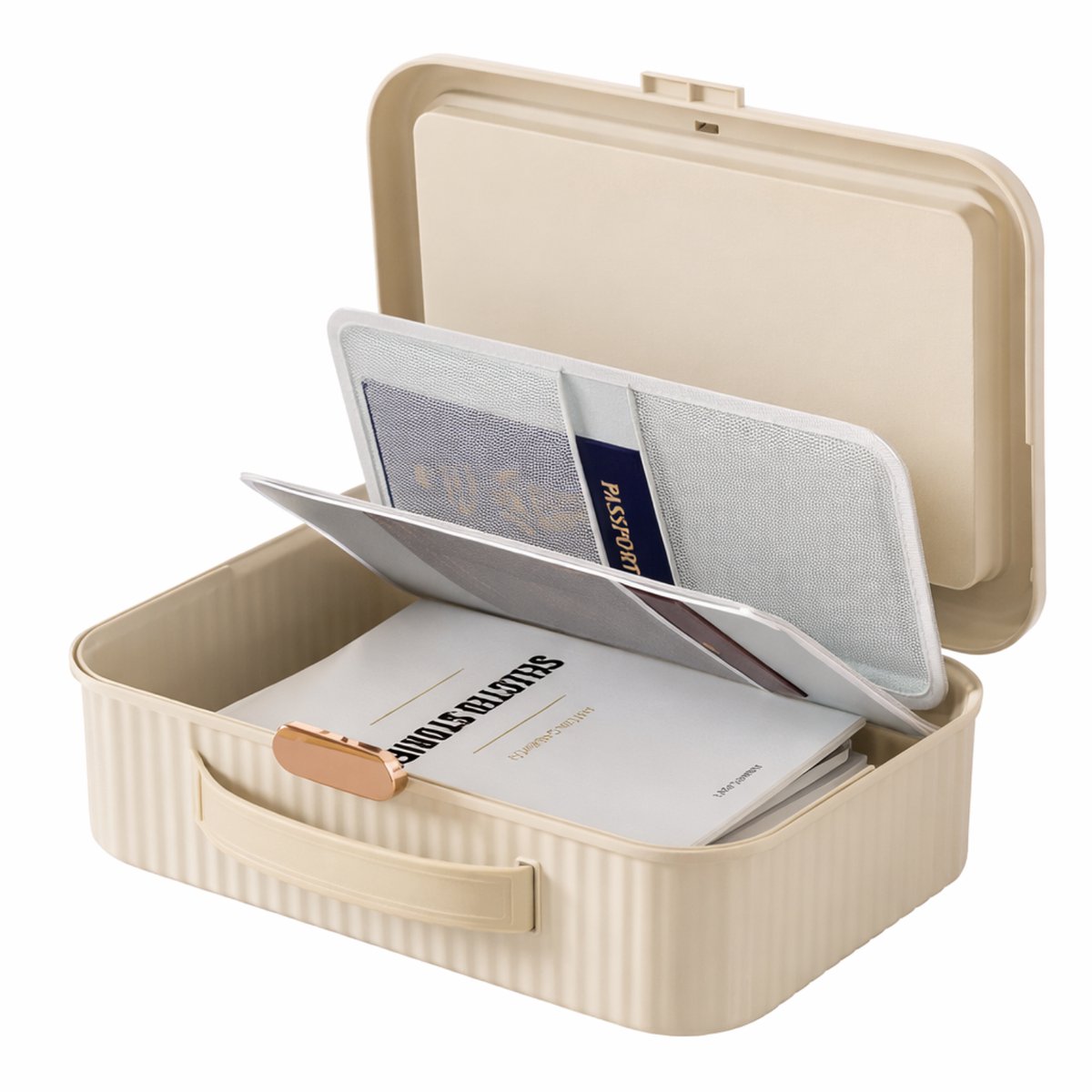 Luxaliving Waterdichte Documenten Opbergdoos – Stofdichte Reisorganizer – Beige