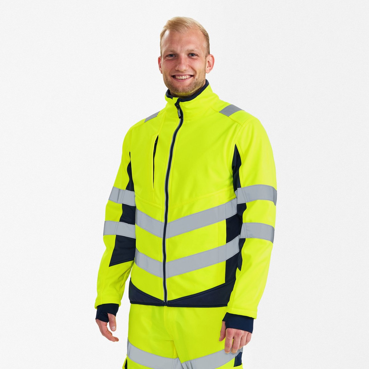 Engel Safety softshell jack 1158-237 - Hi-vis Yellow / Blue Ink - XL