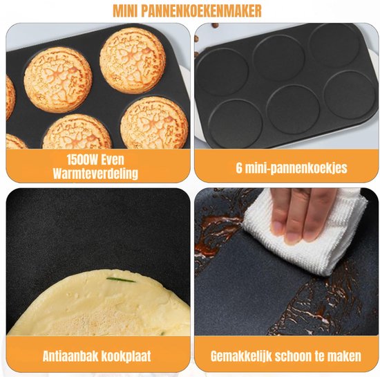 AMA® Pannenkoekenmaker - Pannenkoekenpan - Elektrische Pannenkoekenpan - Wit - 10x52x31cm — afbeelding 5