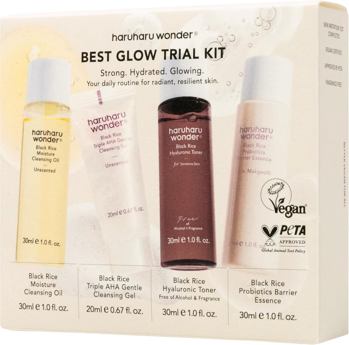 Haruharu Wonder Best Glow Trial Kit - Korean Skincare Giftset - 4 Delige