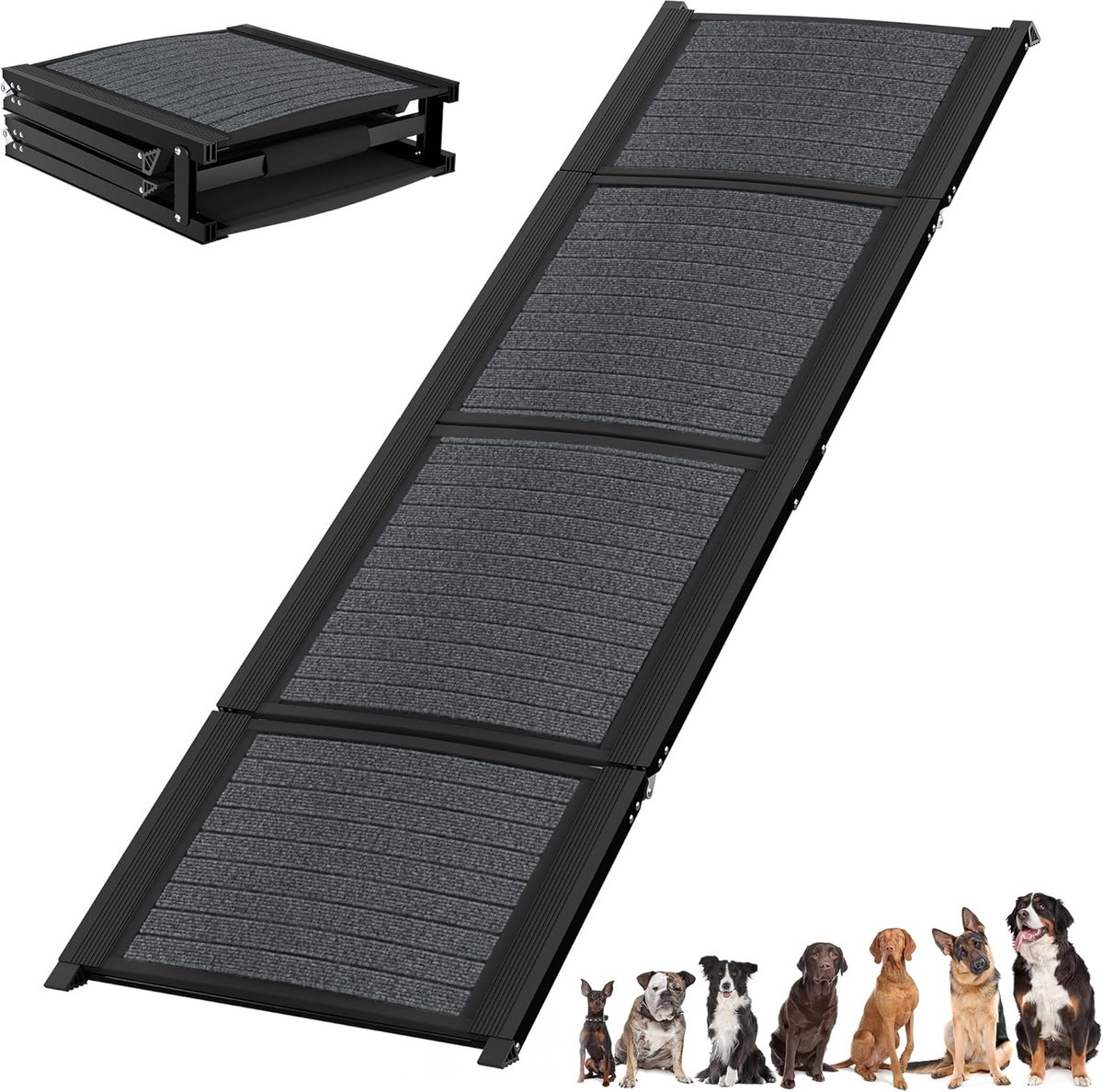 Vouwbare Aluminium Huisdier Rampen 157 x 43 cm Anti-Slip Veiligheidsrampen Huisdier Trap Opladcapaciteit Tot 110 kg Geschikt voor Auto Zwembad En Caravan NAIZY