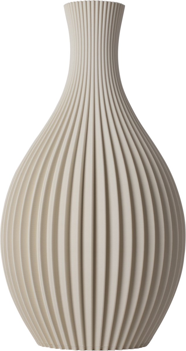 Slimprint Vaas LILY, Creme Wit, L19,2 x B14 x H35 cm, Moderne Tafeldecoratie, Ovale Decoratie Vaas voor Droogbloemen, Gerecycled Biokunststof