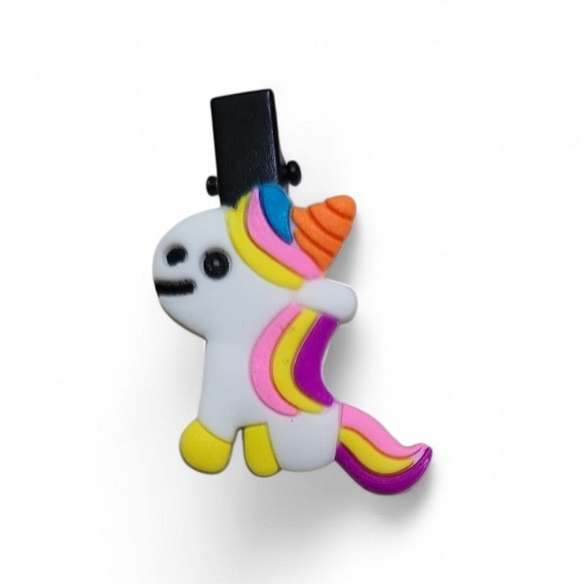 Een vrolijke haarclip met een afbeelding van een Unicorn. Tip: Deze clip kan ook gebruikt worden om losse papiertjes bij elkaar te houden of een klein zakje mee dicht te maken. Leuk om voor jezelf te kopen of om cadeau te geven.
