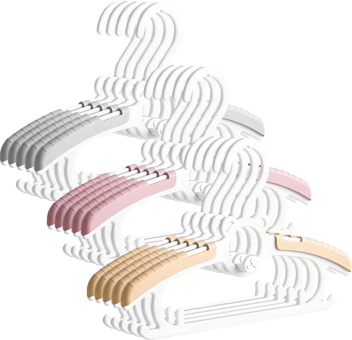 15x Stapelbare Kinderkleerhangers Verstelbaar Antislip - Baby Kledinghangers