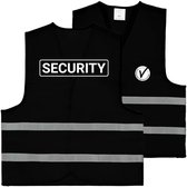 Security hesje zwart met V-logo | voor- en achterkant bedrukt
