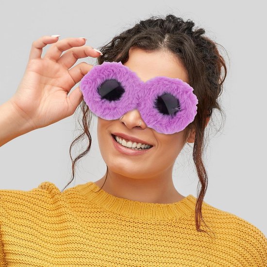 Fuzzy Ronde Zonnebril Paars - Pluche Feestbril voor Carnaval & Cosplay — afbeelding 4