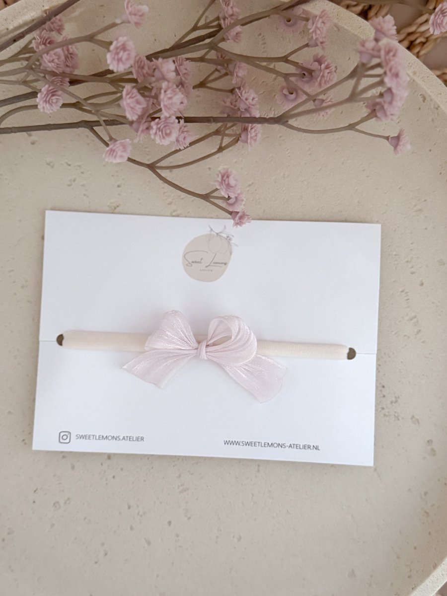 Haarband Silk Bow - Roze - Haarbandje voor Baby & Newborn - Elastische Haarband - Haaraccessoires voor Kinderen & Meisjes