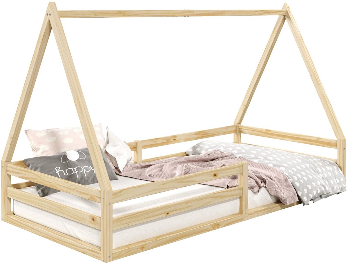 IDIMEX SILA-bed in huisvorm, 90 x 200 cm, van massief hout - naturel natuur