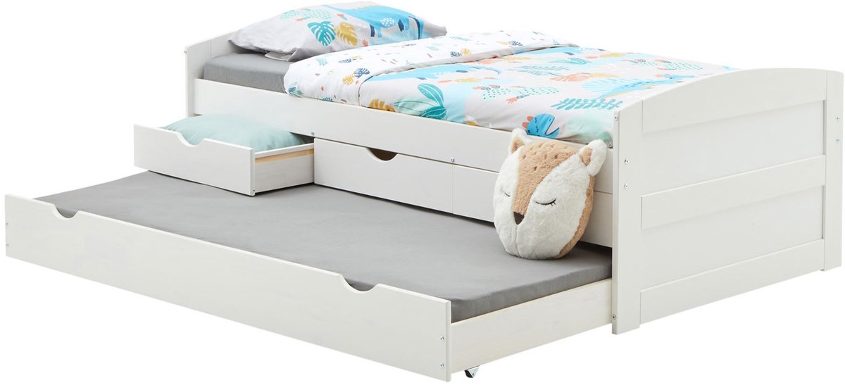 Stapelbed JESSY in 90 x 190 cm gemaakt van grenen in wit