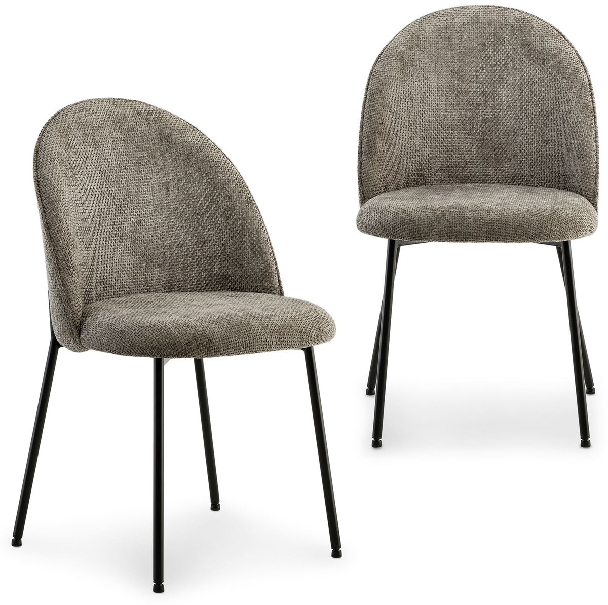 Eetkamerstoelen CASSIE set van 2 grijs - met zwart metalen frame, stoffen bekleding crème, eetkamerstoel, keukenstoel, modern gestoffeerde stoel gezellig - belangrijkste afbeelding