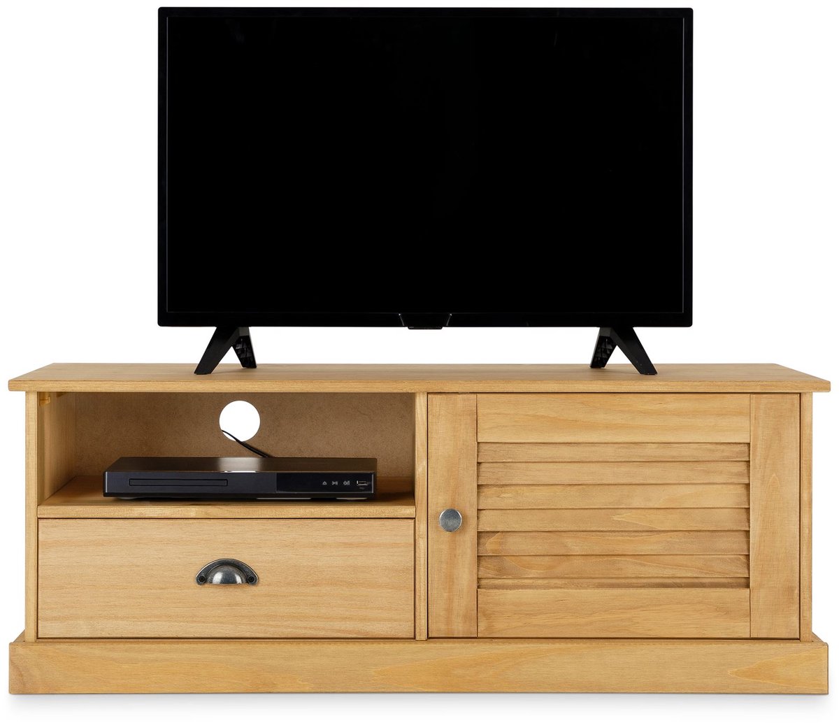 IDIMEX Lowboard VENETA 105 cm van massief hout met 1 deur en 1 lade – naturel bruin