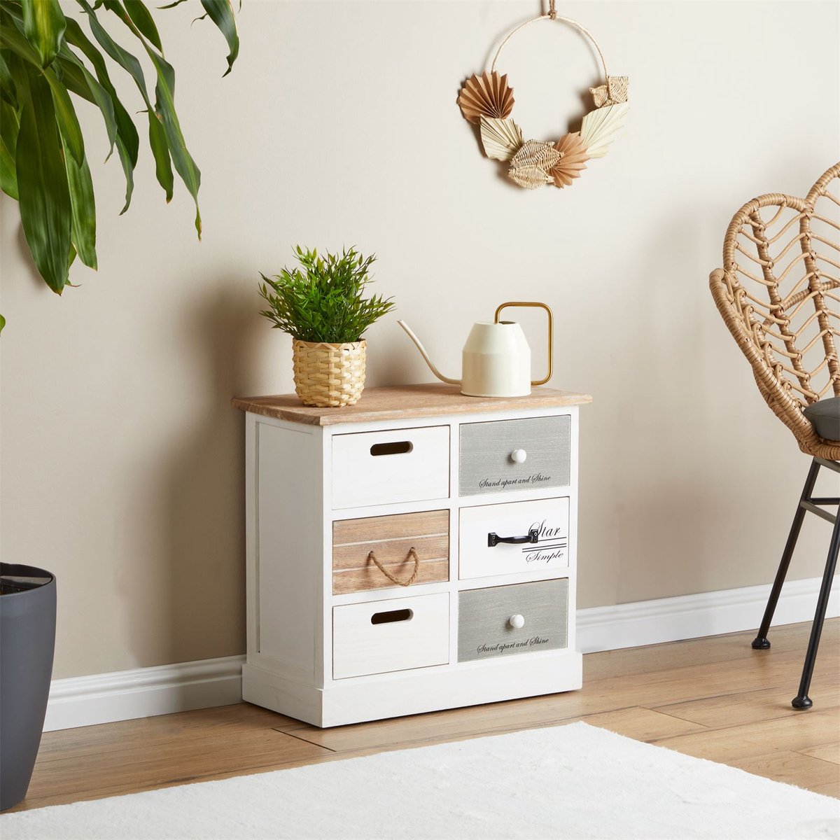 IDIMEX SALVA-ladekast met 6 lades in vintage-stijl wit